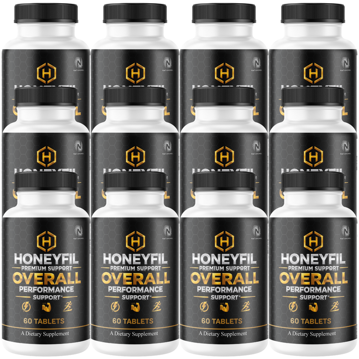 Honeyfil Premium Performance Formula for Men (12 Pack) – Energy & Vitality Support with Longjack, Maca, Ginseng, Zinc & L-Arginine