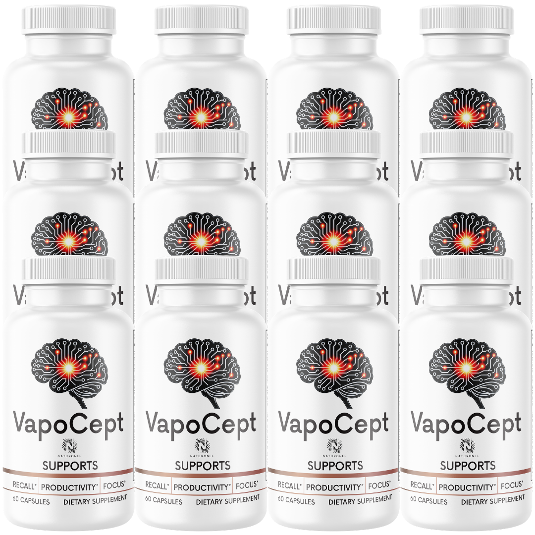 VapoCept (12 Pack) Brain Health Supplement – Nootropic Formula with DMAE, Bacopa, Green Tea & GABA for Memory, Focus, Mental Clarity & Cognitive Performance