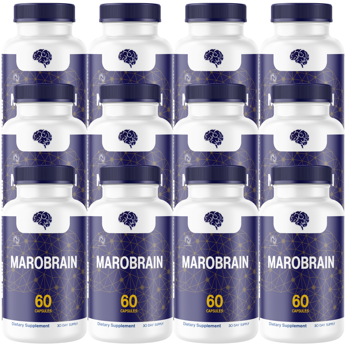 MAROBRAIN Brain Supplement – Advanced Nootropic Formula with DMAE, Bacopa, Huperzine A, GABA, DHA, L-Glutamine & Essential Vitamins – Memory, Focus & Mental Clarity Support