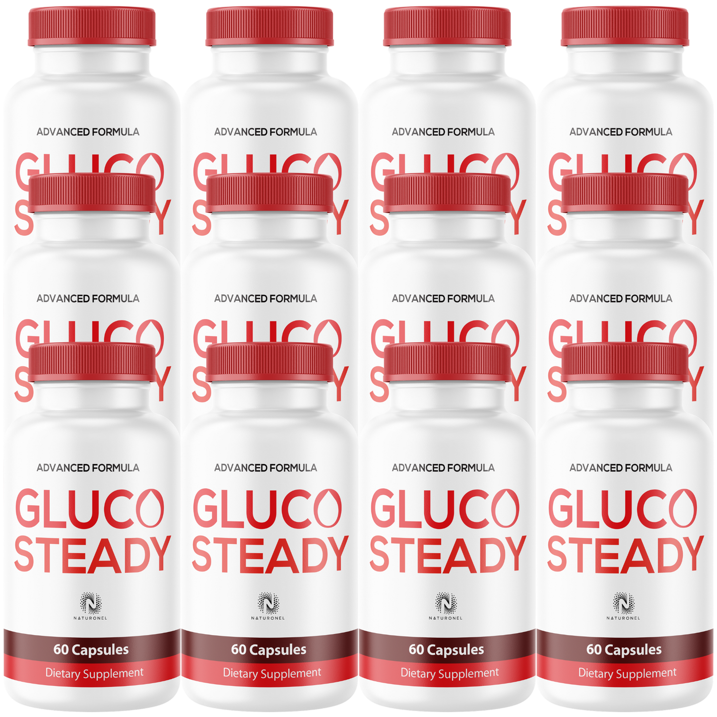 Gluco Steady (12 Pack) Supplement – Advanced Blood Sugar Support Formula with Chromium, Cinnamon, Alpha Lipoic Acid, Banaba & Bitter Melon – Daily Metabolic Wellness