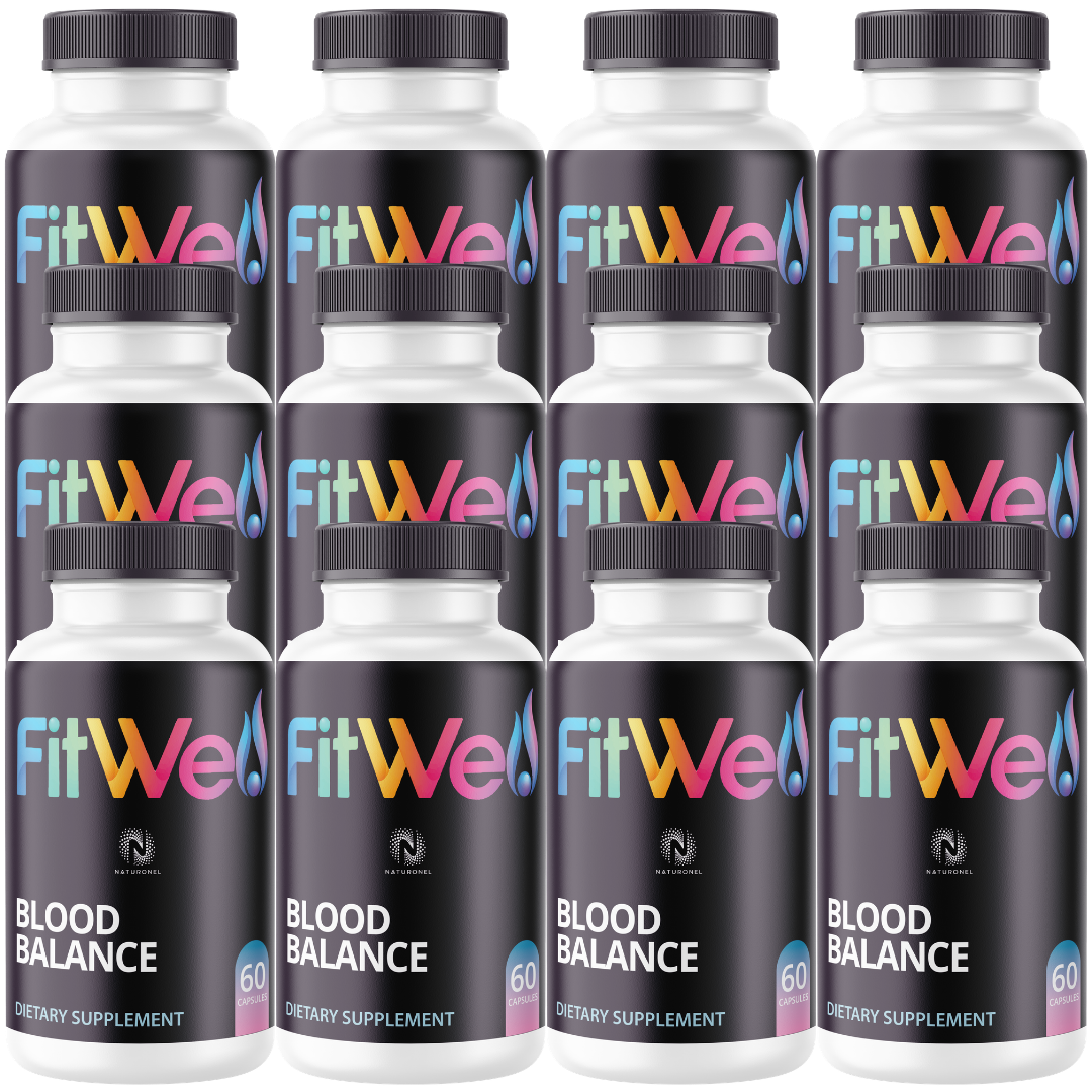 FitWell Blood Balance (12 Pack) – Daily Blood Sugar Metabolism Support with Chromium, Biotin, Magnesium, Zinc, Cinnamon & Herbal Extracts