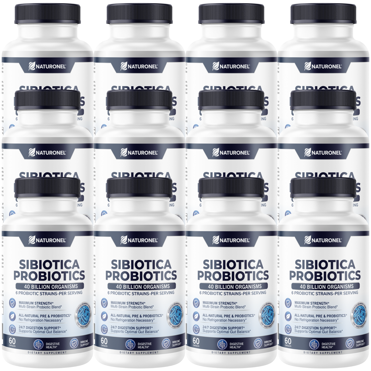 Sibiotica Probiotics (12 Pack) 40 Billion CFU - Multi-Strain Probiotic with Prebiotics - Supports Digestive Health, Gut Balance & Immune Health
