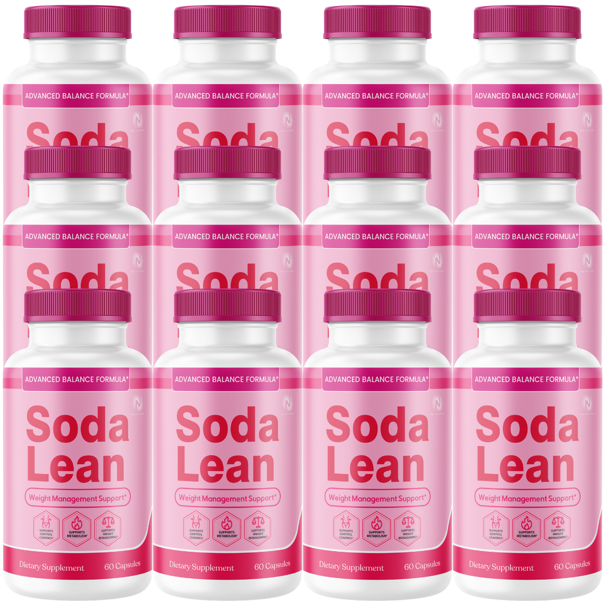 Soda Lean Metabolism Support (12 Pack) – Advanced Weight Management Formula with Raspberry Ketones, African Mango, Green Tea Extract & Apple Cider Vinegar