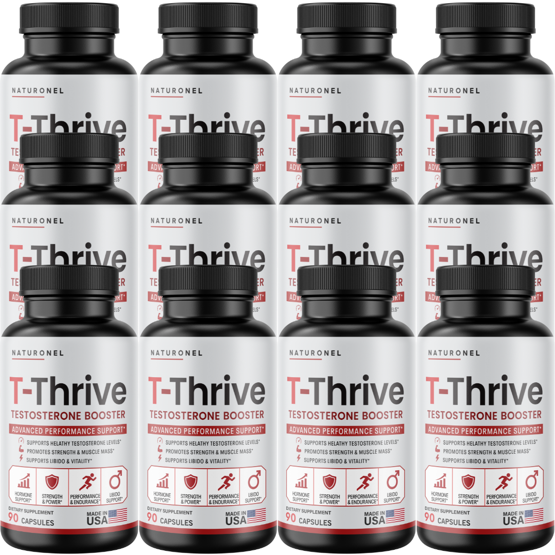 T-Thrive (12 Pack) Testosterone Booster for Men – Advanced Male Performance Formula with Tribulus, Tongkat Ali, Horny Goat Weed, Zinc & Magnesium – Strength, Energy, Vitality & Libido Support