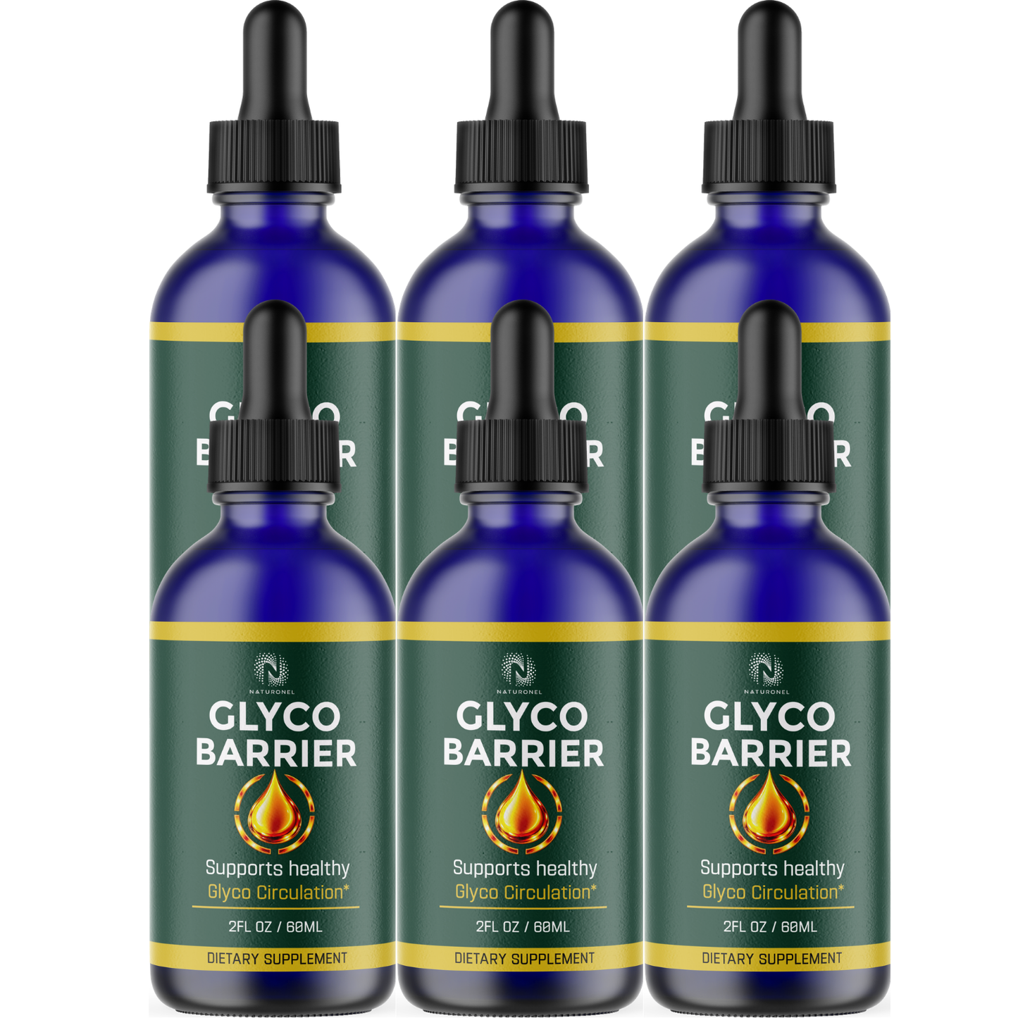 Glyco Barrier (6 Pack) Liquid Drops – Advanced Glyco Circulation Support Formula with L-Arginine HCl, L-Glutamine & L-Tryptophan