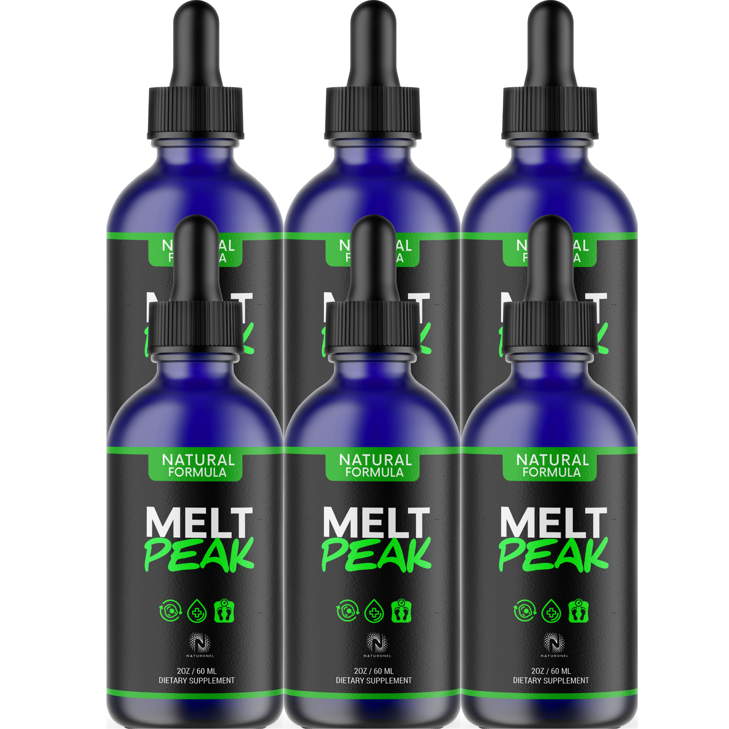 Melt Peak (6 Pack) Natural Formula – Liquid Metabolism Support Drops, Fast-Absorbing Daily Wellness Supplement