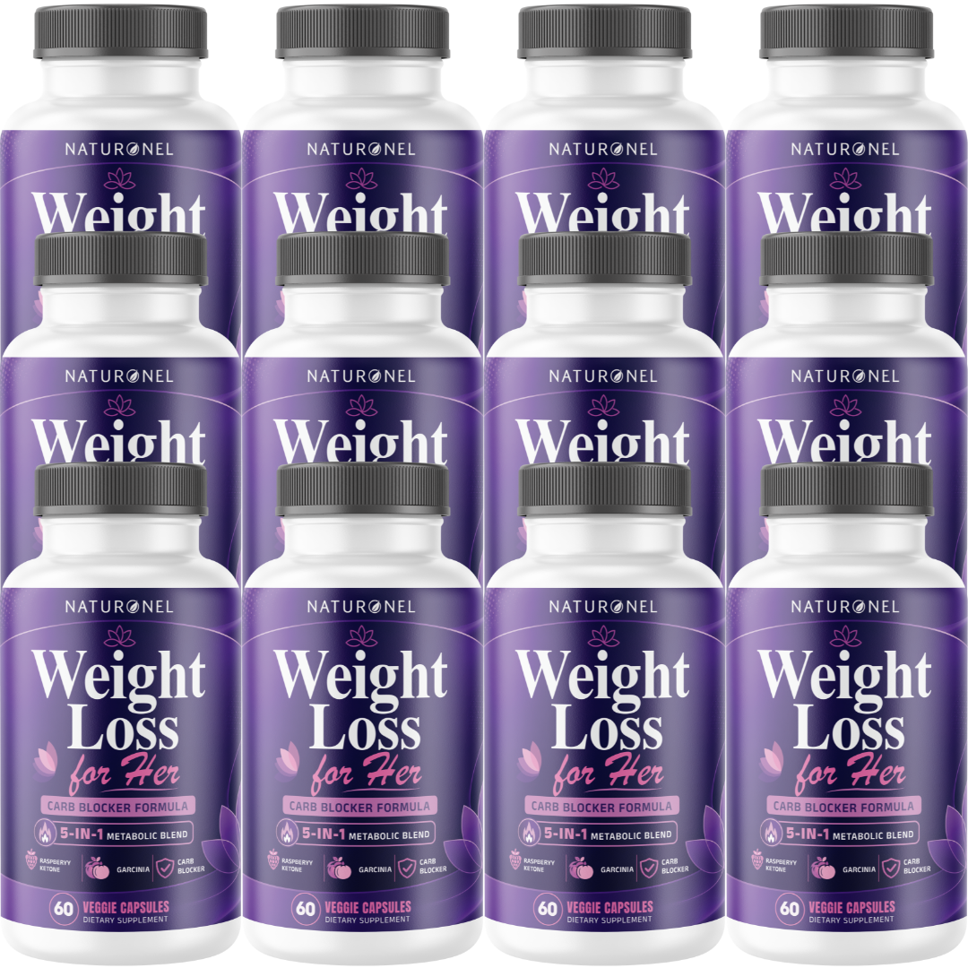 Weight Loss for Her (12 Pack) – Carb Blocker Formula with Green Coffee Bean, Garcinia Cambogia, Raspberry Ketone, Green Tea & Caffeine – 5-in-1 Metabolic Blend – Women's Dietary Supplement