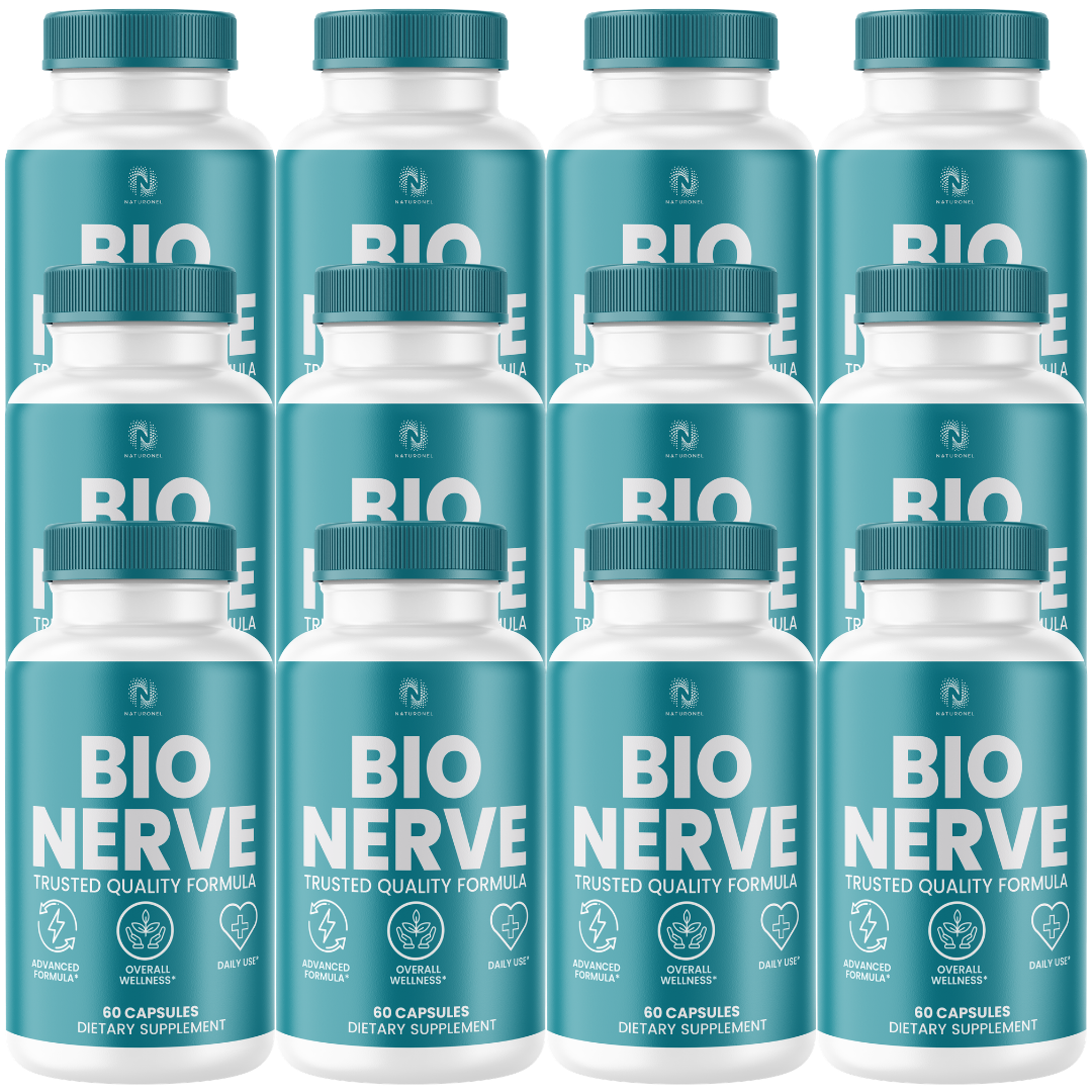 Bio Nerve Advanced Nerve Support Formula (12 Pack) – Turmeric, Glucosamine, Chondroitin, Frankincense, Ginger, MSM, BioPerine & Quercetin – Overall Wellness Support