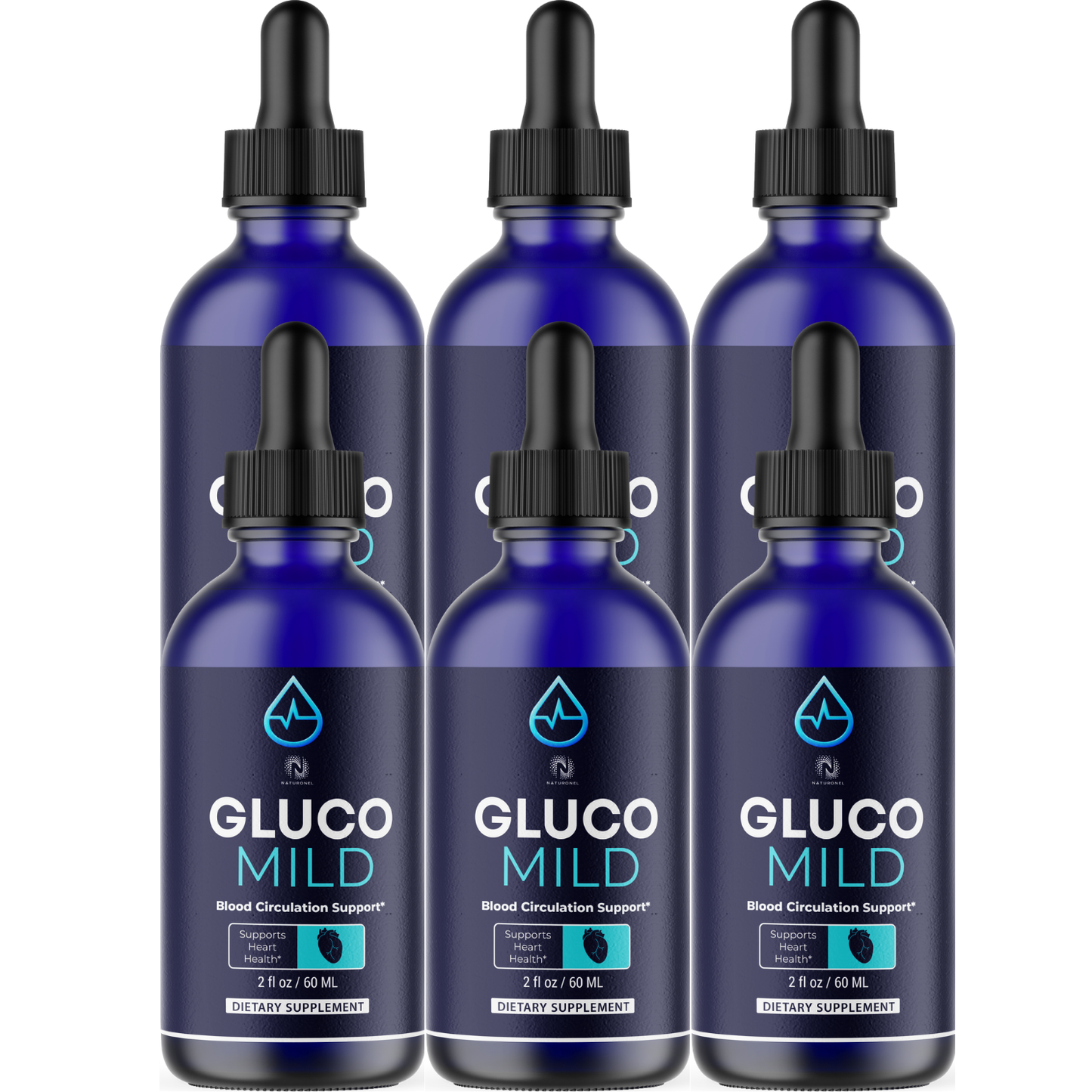 Gluco Mild (6 Pack) Liquid Supplement – Blood Circulation & Heart Health Support, L-Arginine HCl, L-Glutamine & L-Tryptophan