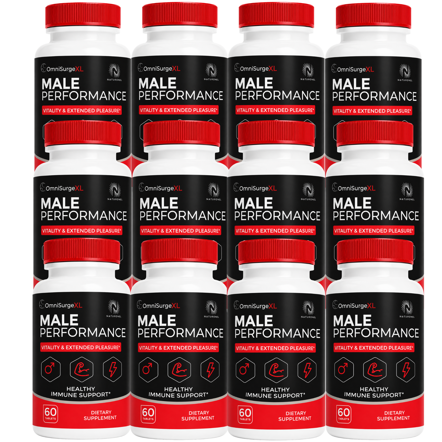 OmniSurgeXL (12 Pack) Male Performance – Men's Daily Vitality Formula with Longjack, Maca, L-Arginine, Ginseng, Tribulus, Pumpkin Seed & Zinc