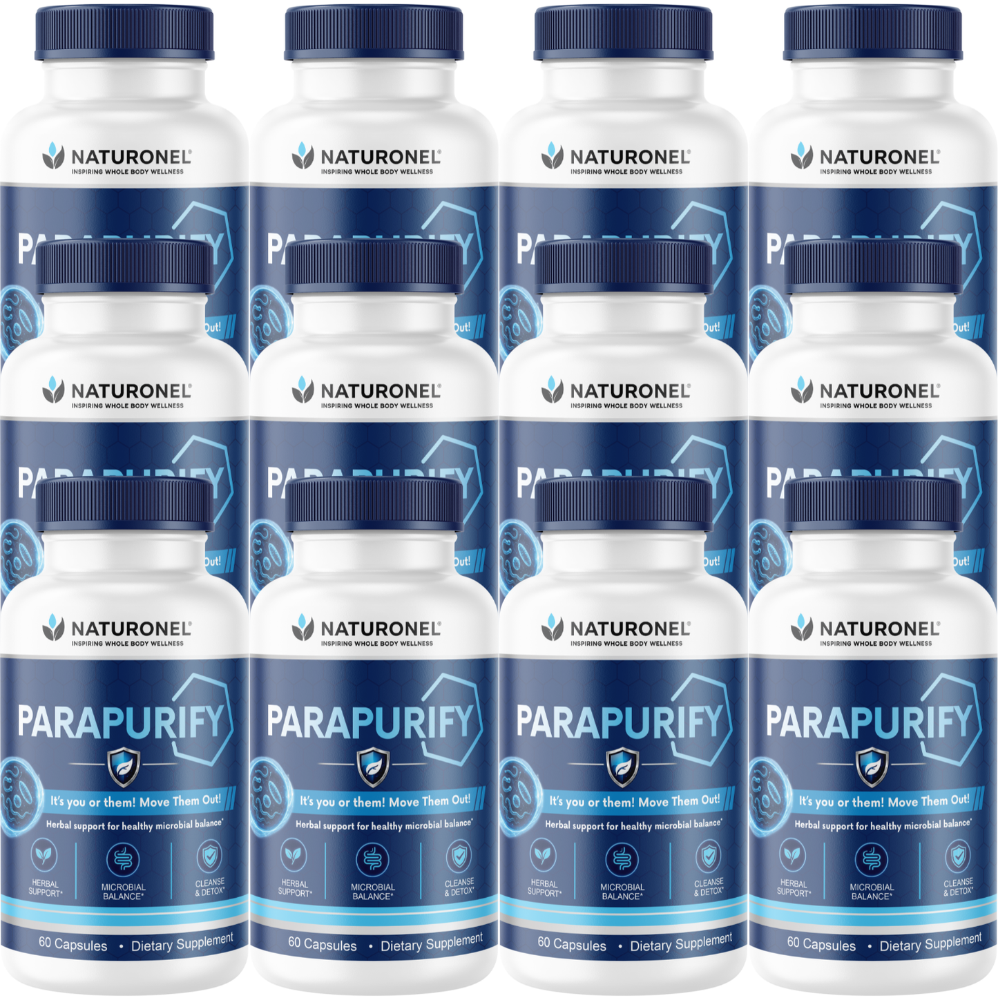 ParaPurify (12 Pack) Herbal Cleanse Supplement for Adults – Microbial Balance & Digestive Wellness Formula with Black Walnut, Psyllium Husk, Chlorella, Ginger & Papaya