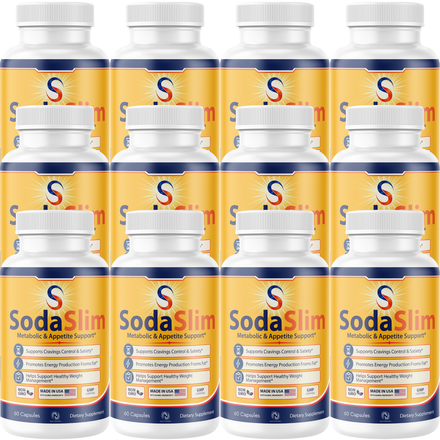 SodaSlim Metabolic & Appetite Support Supplement – Green Coffee Bean, Green Tea, Garcinia Cambogia, Raspberry Ketone & Caffeine – Craving Control & Energy Support