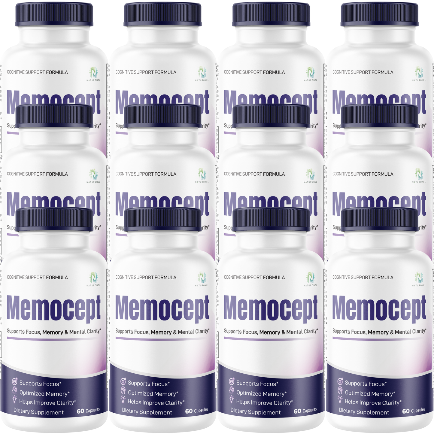 Memocept (12 Pack) Cognitive Support Formula – Brain Health Supplement with DMAE, Bacopa, Phosphatidylserine, GABA, Huperzine A & DHA – Supports Focus, Memory & Mental Clarity