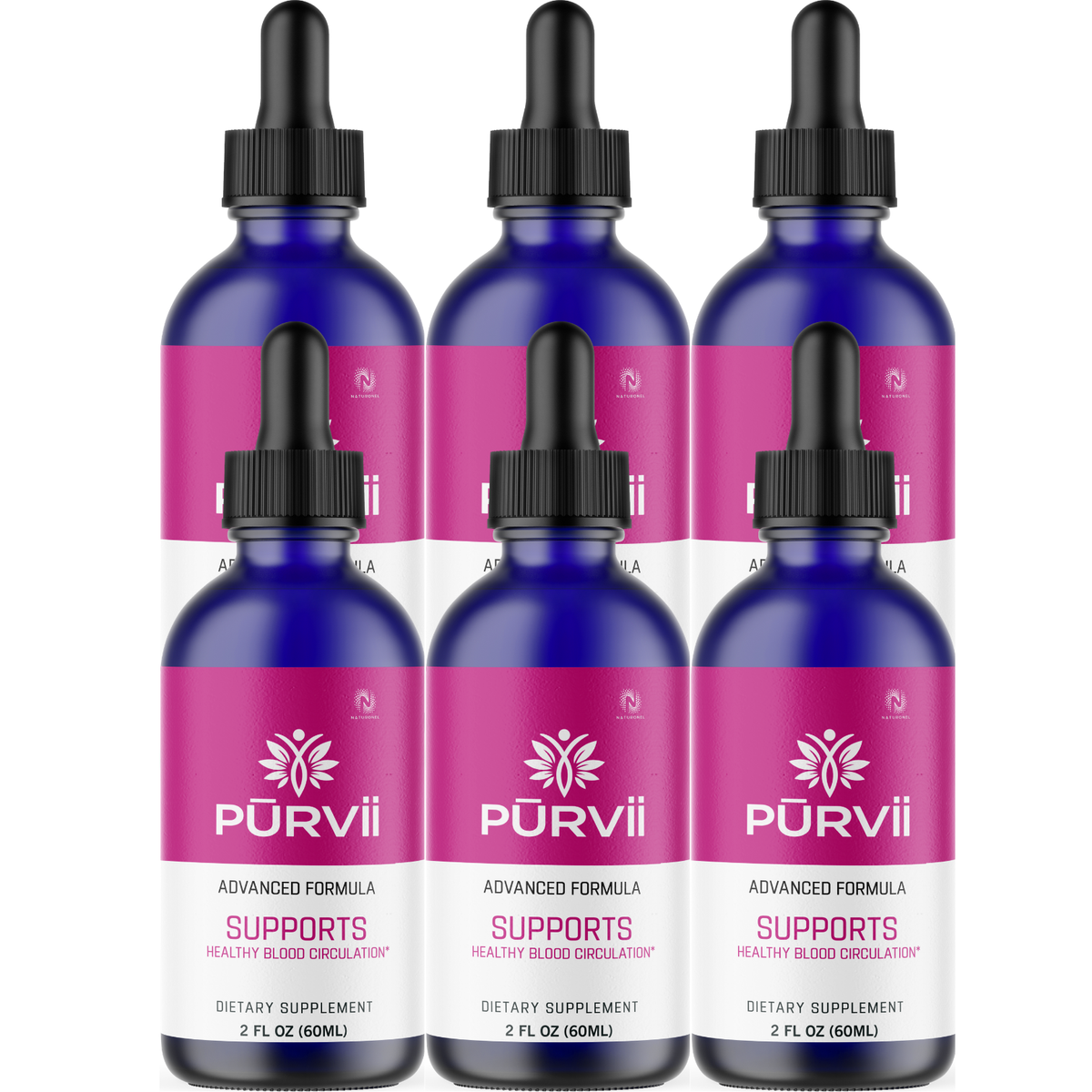 PURVII Circulation & Blood Flow Support (6 Pack) – Advanced Liquid Dietary Supplement with L-Arginine, L-Glutamine & L-Tryptophan