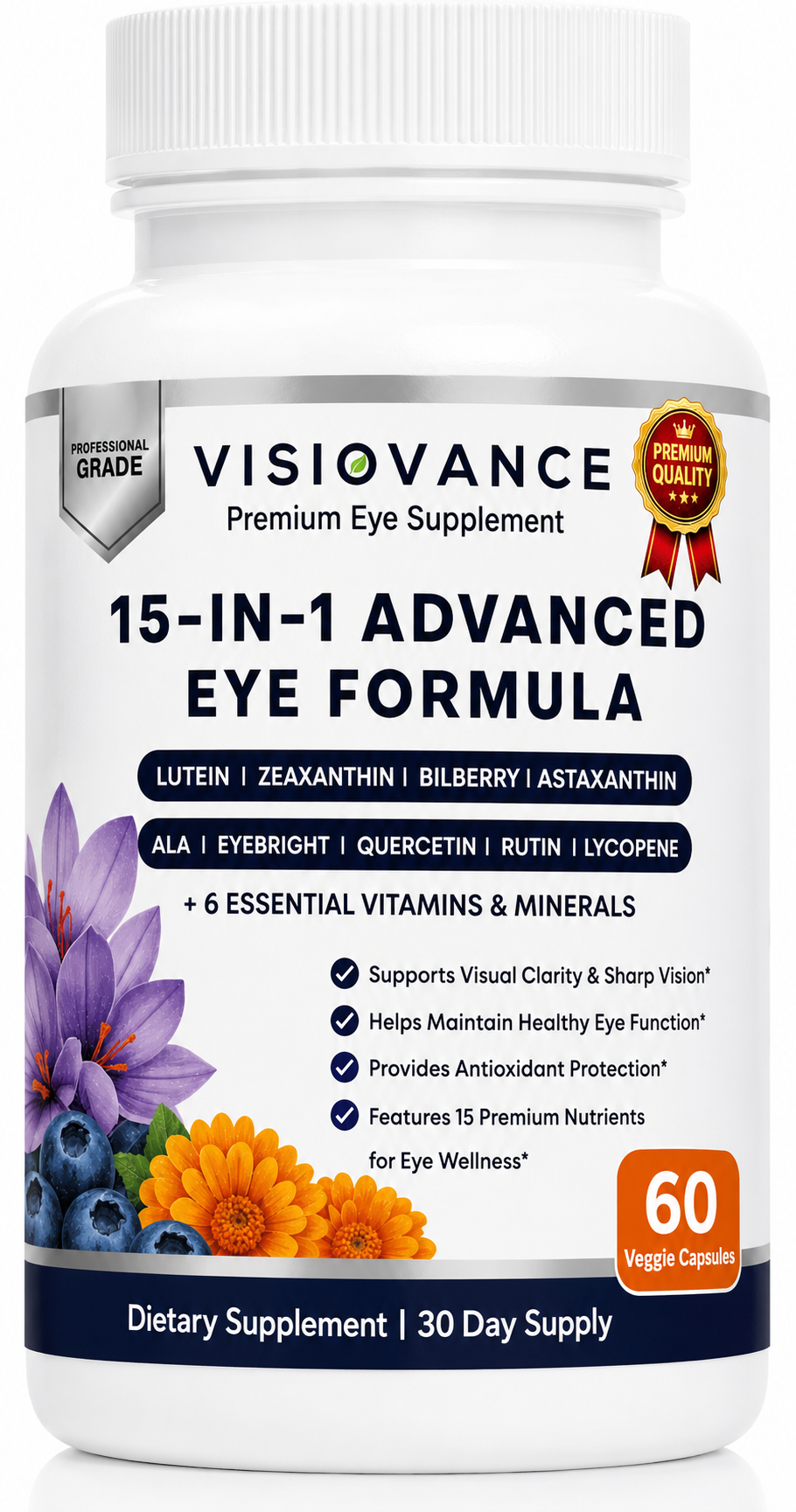 Visiovance 15-in-1 Premium Eye Supplement - 60 Capsules