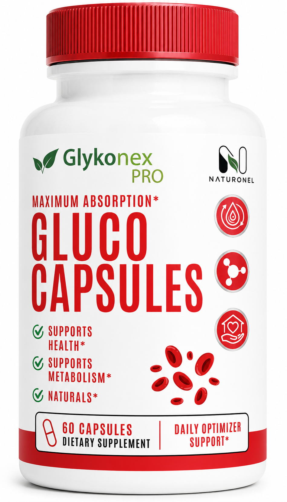 Glykonex Pro Maximum Absorption Gluco Capsules – Daily Glucose Support Supplement with Vitamins, Minerals & Botanicals, Metabolism Support Formula - 60 Capsules