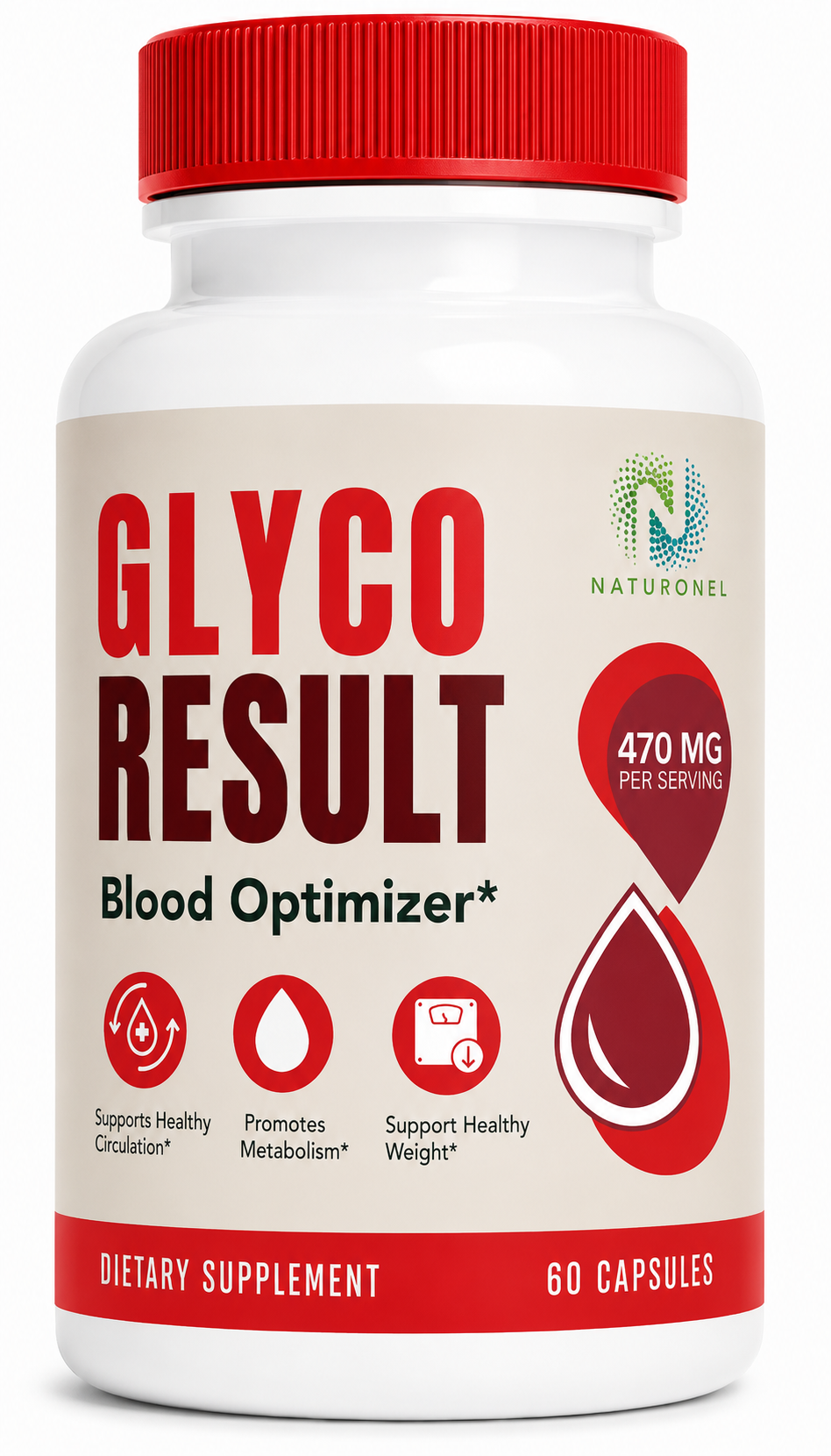 Glyco Result Blood Optimizer Supplement, 470 mg Per Serving, Metabolism Support Formula with Premium Ingredients, Healthy Circulation Support, Weight Management Formula, Dietary Supplement - 60 Capsules