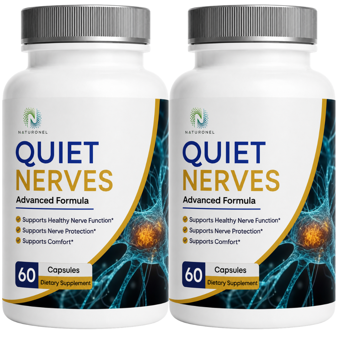 Quiet Nerves – Advanced Multi-Ingredient Formula with Turmeric, Glucosamine, Ginger, Boswellia, MSM, Quercetin & BioPerine®, Daily Nerve Health & Wellness Supplement - 2 Bottle