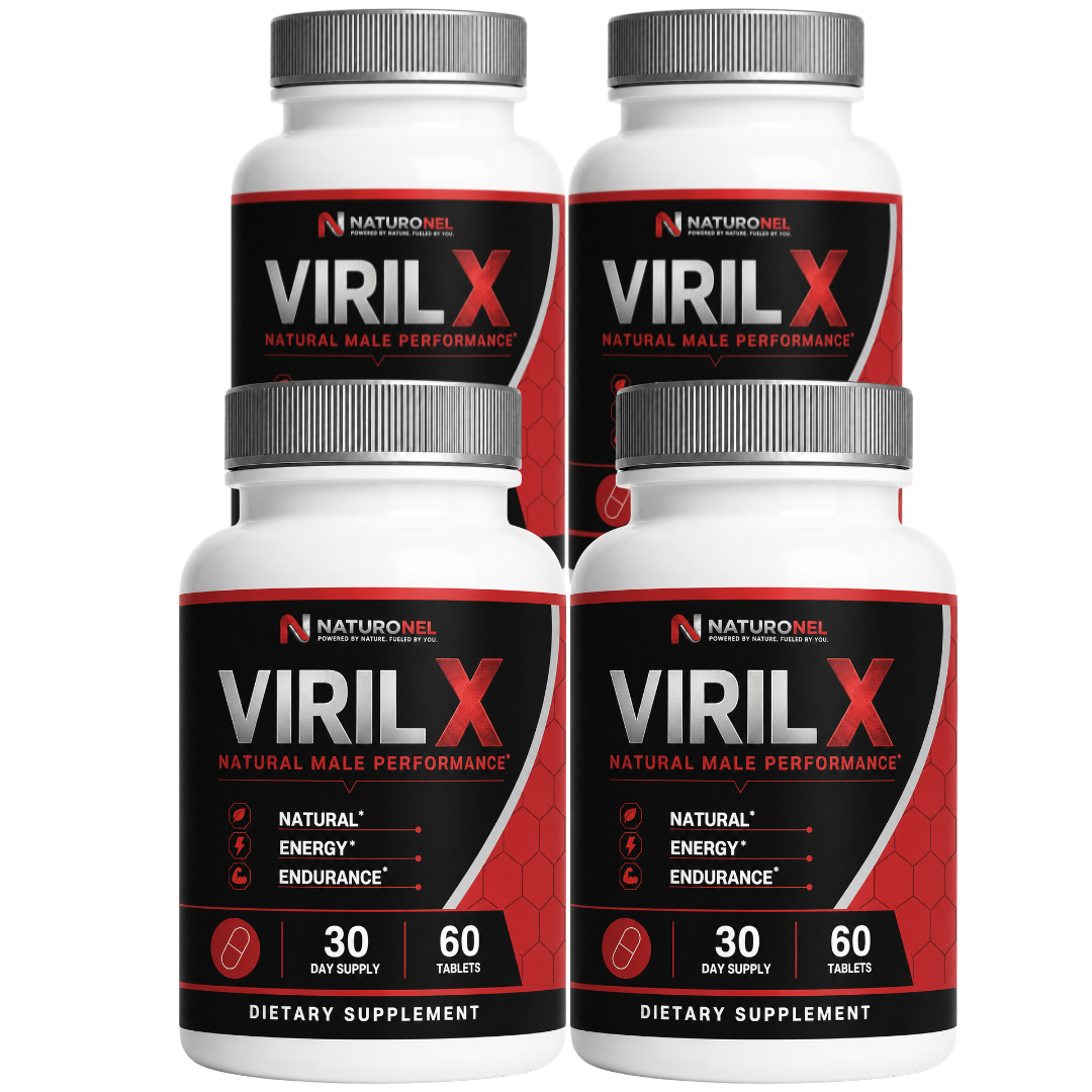 Viril X (4 Pack) Natural Male Performance Supplement – Advanced Men's Wellness Formula with Longjack, Maca, L-Arginine, Ginseng & Zinc