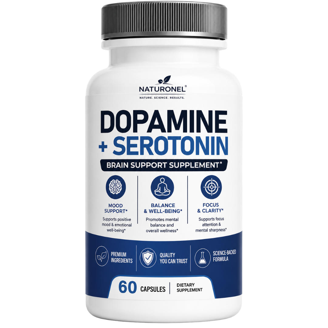 Dopamine + Serotonin (60 Capsules) Advanced Brain Support Supplement with DMAE, Bacopa, Green Tea Extract, GABA, Phosphatidylserine, Huperzine A, DHA, Vitamins & Minerals