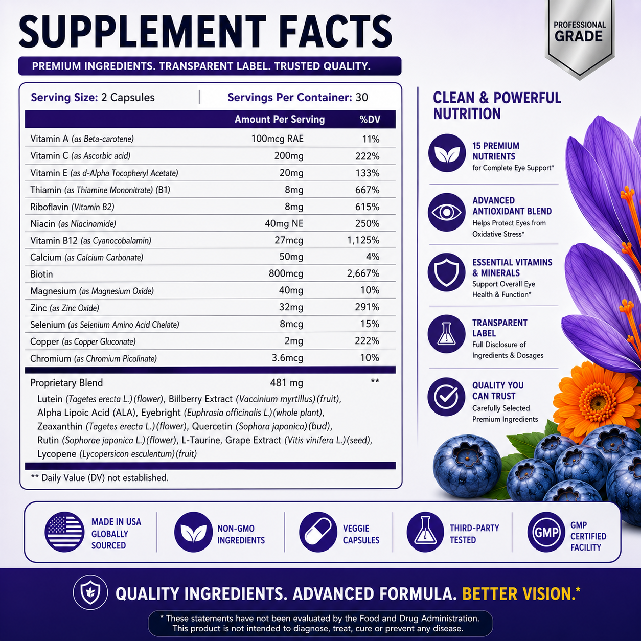 Neurobella 15-in-1 Advanced Eye Supplement - 12 Bottle