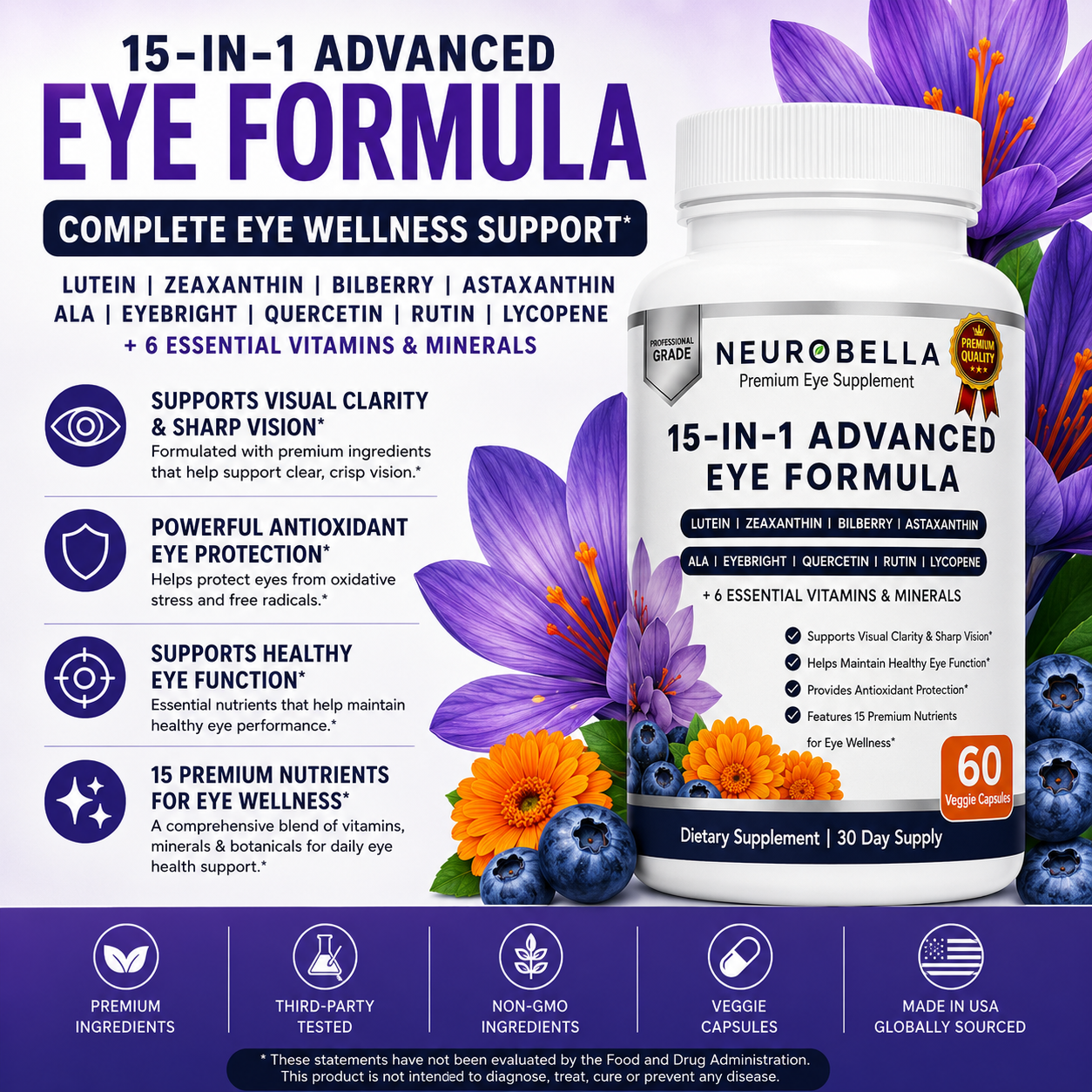 Neurobella 15-in-1 Advanced Eye Supplement - 5 Bottle