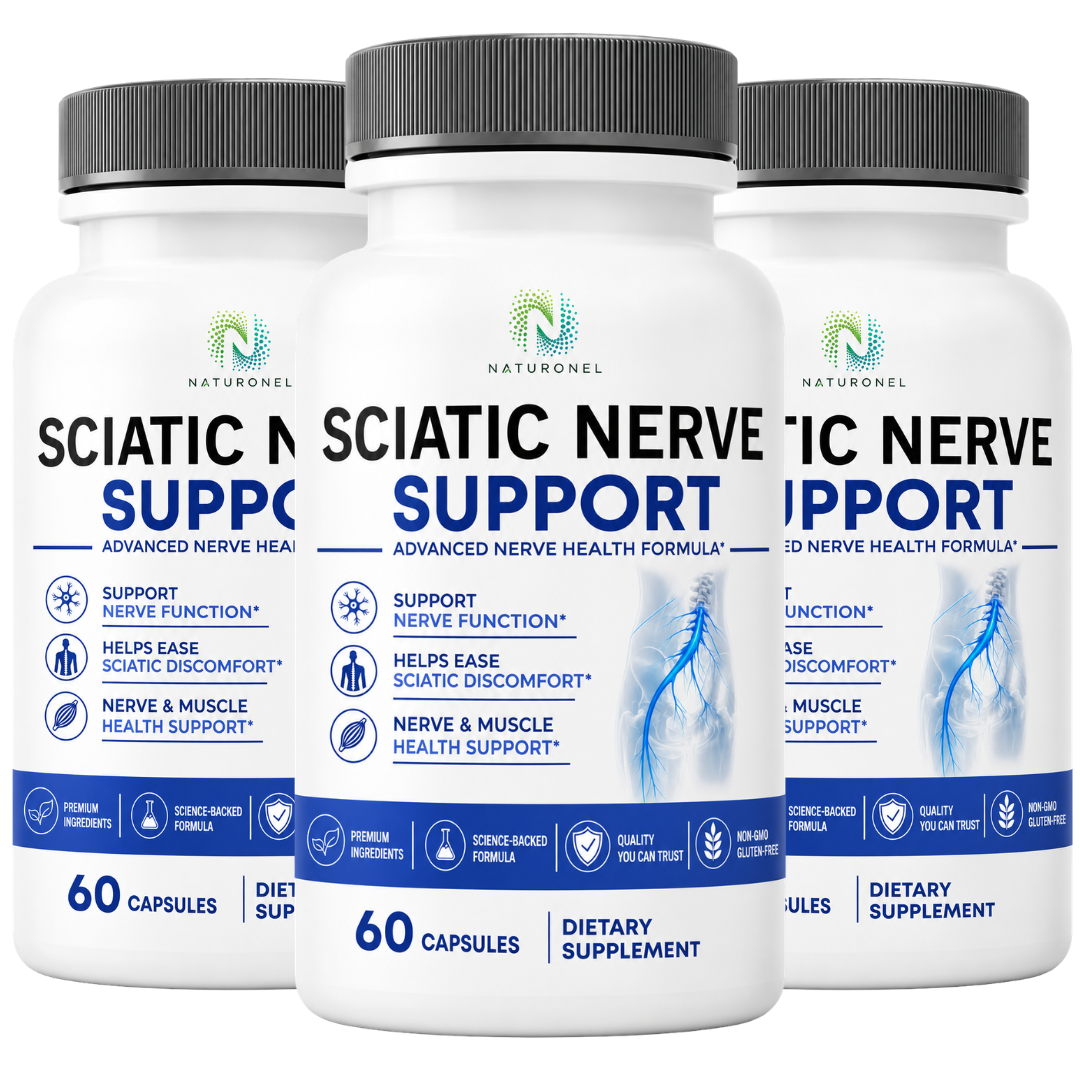 Sciatic Nerve Support (3 Pack) Advanced Multi-Ingredient Formula with Turmeric, Glucosamine, Ginger, Boswellia, Chondroitin, MSM, BioPerine & Bromelain, Dietary Supplement