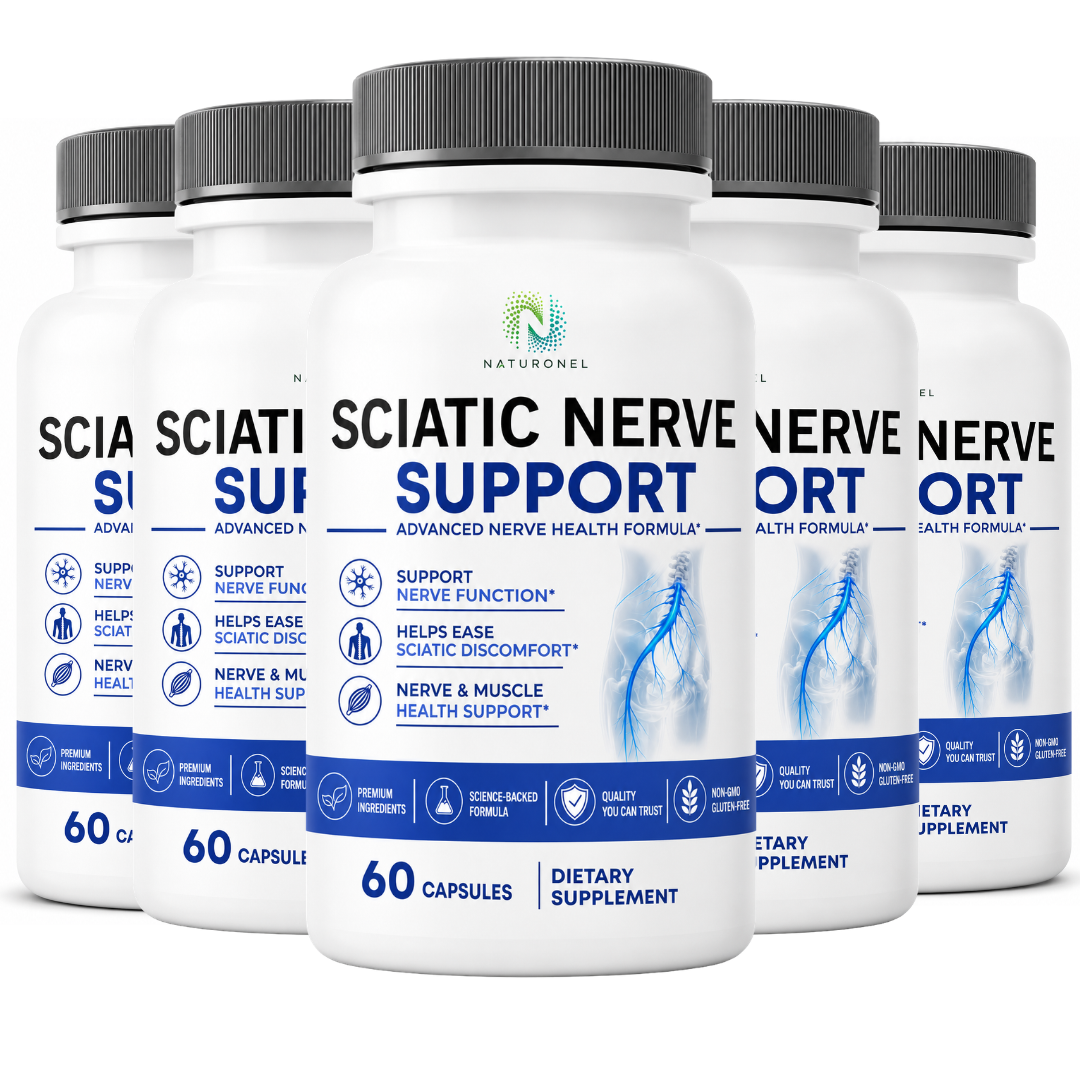 Sciatic Nerve Support (5 Pack) Advanced Multi-Ingredient Formula with Turmeric, Glucosamine, Ginger, Boswellia, Chondroitin, MSM, BioPerine & Bromelain, Dietary Supplement