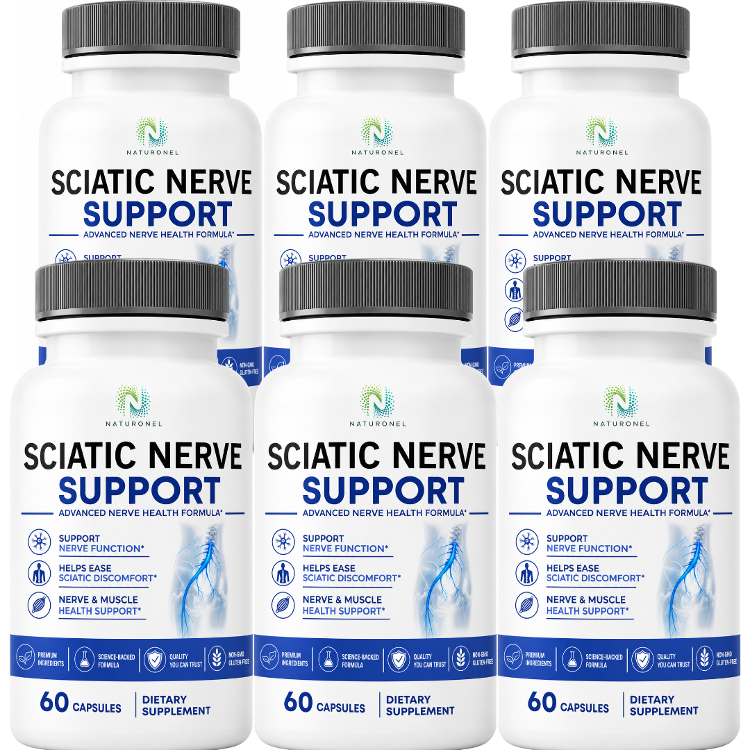 Sciatic Nerve Support (6 Pack) Advanced Multi-Ingredient Formula with Turmeric, Glucosamine, Ginger, Boswellia, Chondroitin, MSM, BioPerine & Bromelain, Dietary Supplement