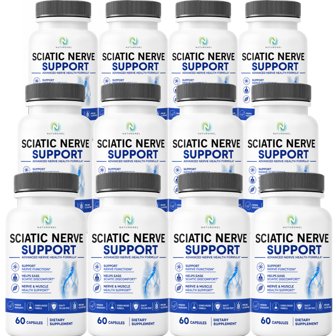 Sciatic Nerve Support (12 Pack) Advanced Multi-Ingredient Formula with Turmeric, Glucosamine, Ginger, Boswellia, Chondroitin, MSM, BioPerine & Bromelain, Dietary Supplement